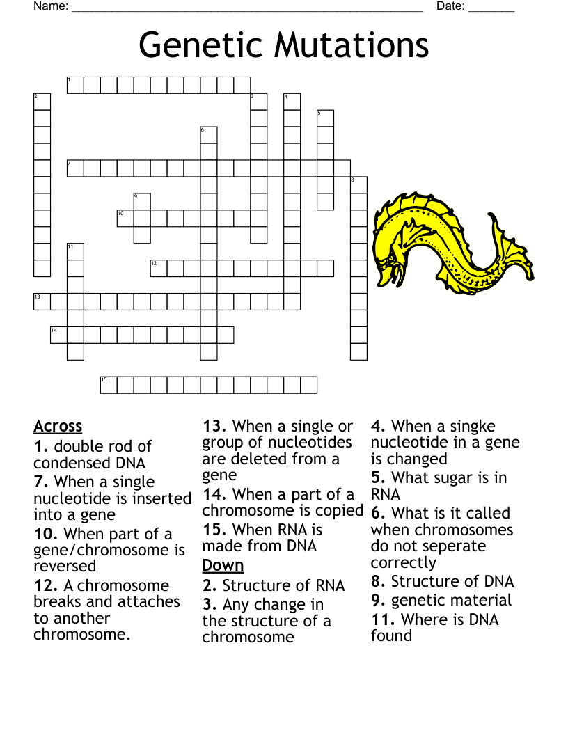 Genetic Mutations Crossword WordMint