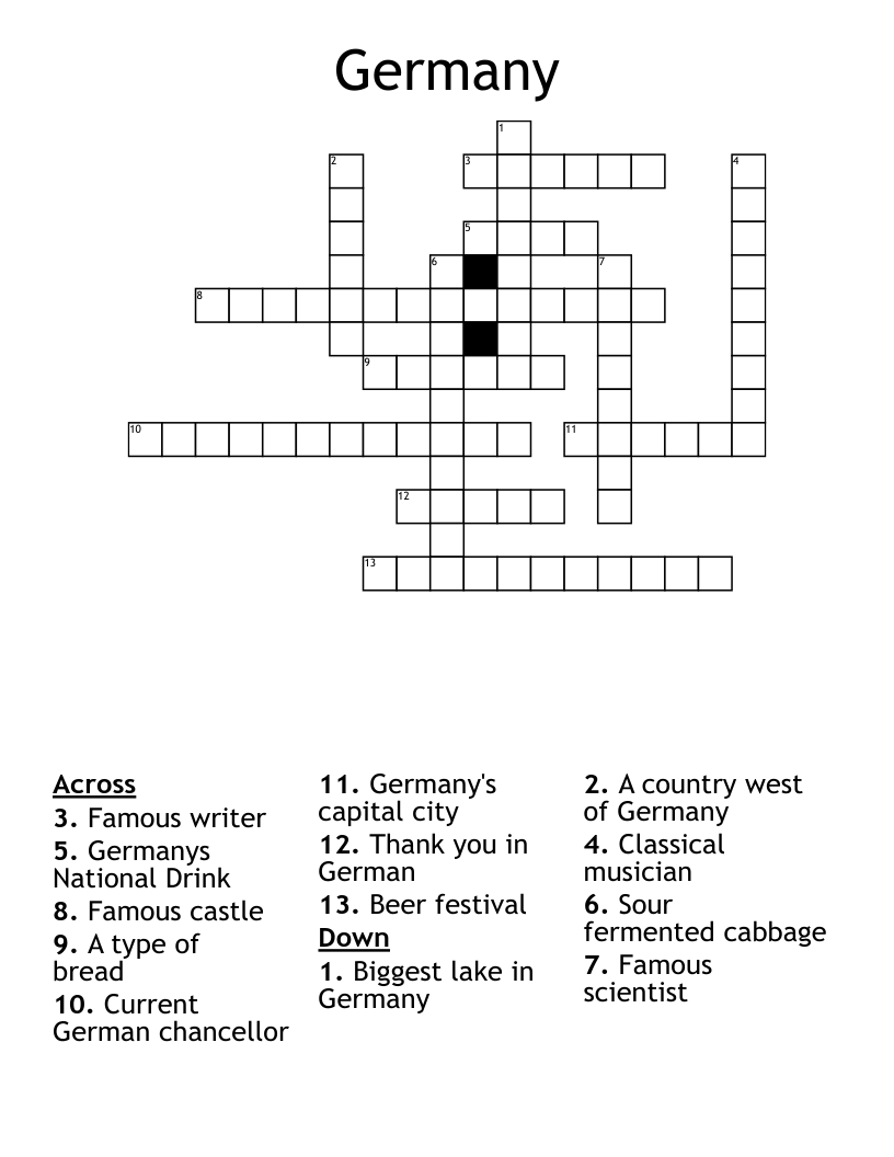 Germany Crossword WordMint Germany Crossword WordMint