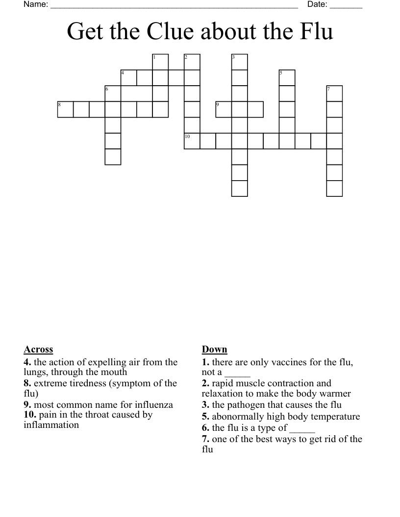 Get The Clue About The Flu Crossword WordMint