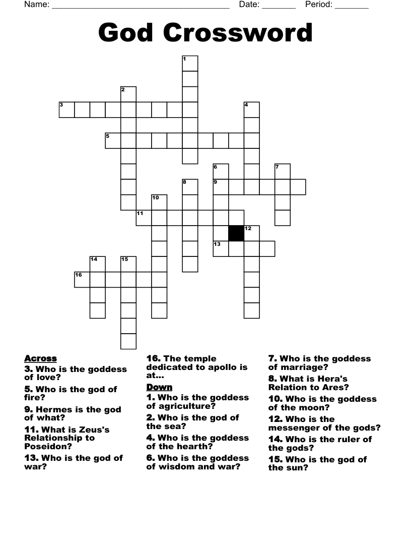 God Crossword WordMint God Crossword WordMint
