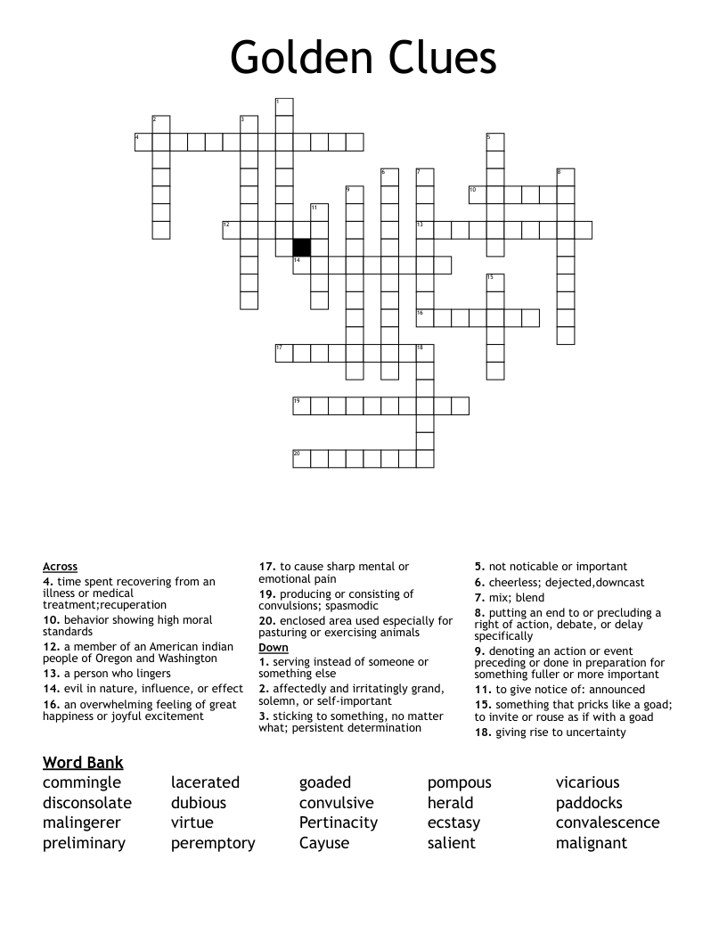 Golden Clues Crossword WordMint Golden Clues Crossword WordMint