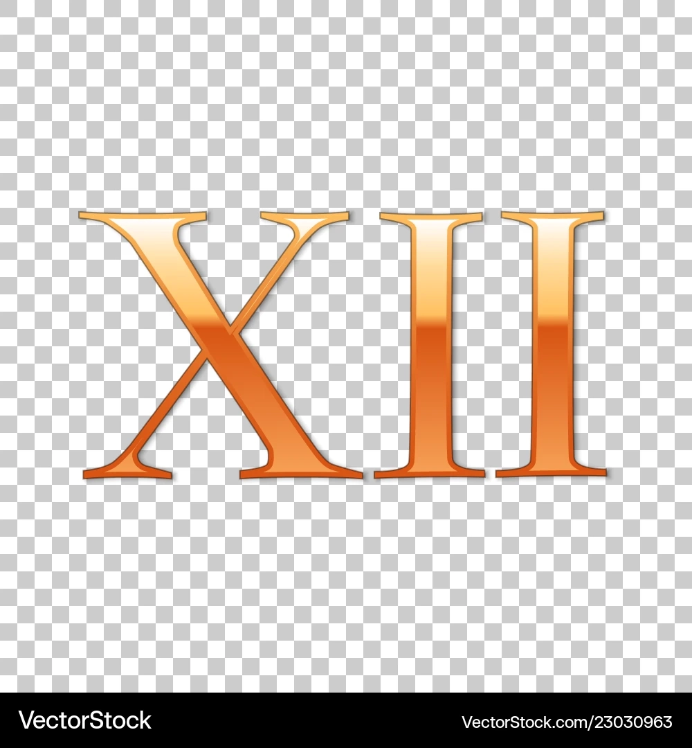 Golden Roman Numeral Number 12 Xii Twelve Royalty Free Vector VectorStock