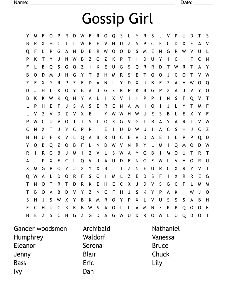Gossip Girl Crossword WordMint