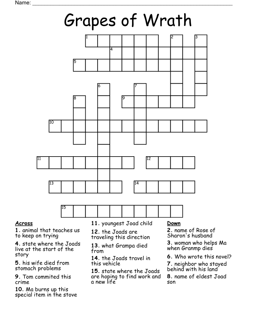 Grapes Of Wrath Crossword WordMint
