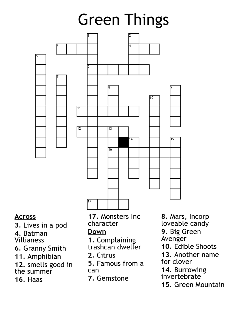 Green Things Crossword WordMint