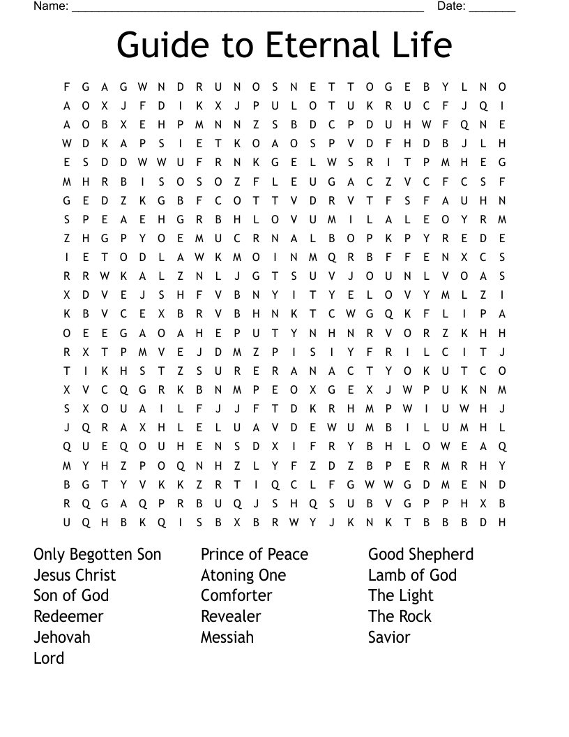 Guide To Eternal Life Word Search WordMint