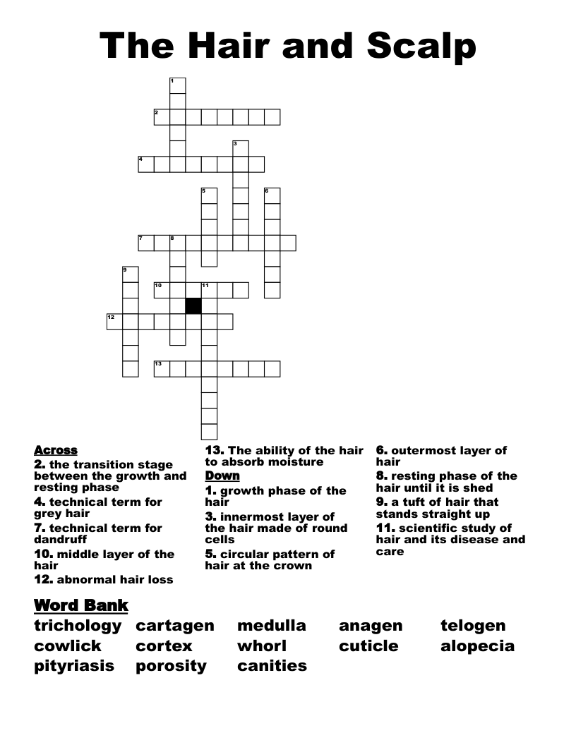Hair Crossword WordMint