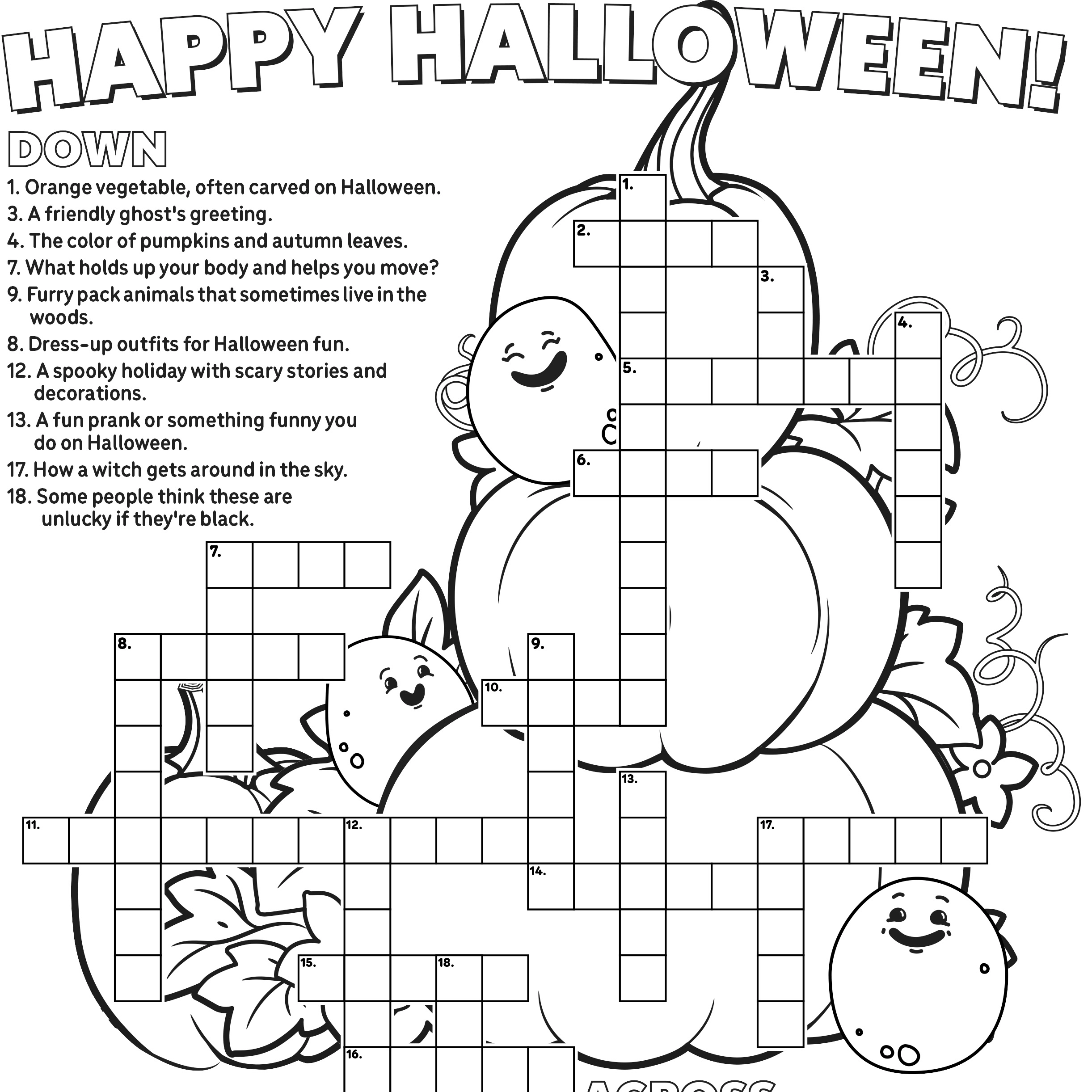 Halloween Crossword For Kids Free Printable Halloween Crossword For Kids Free Printable