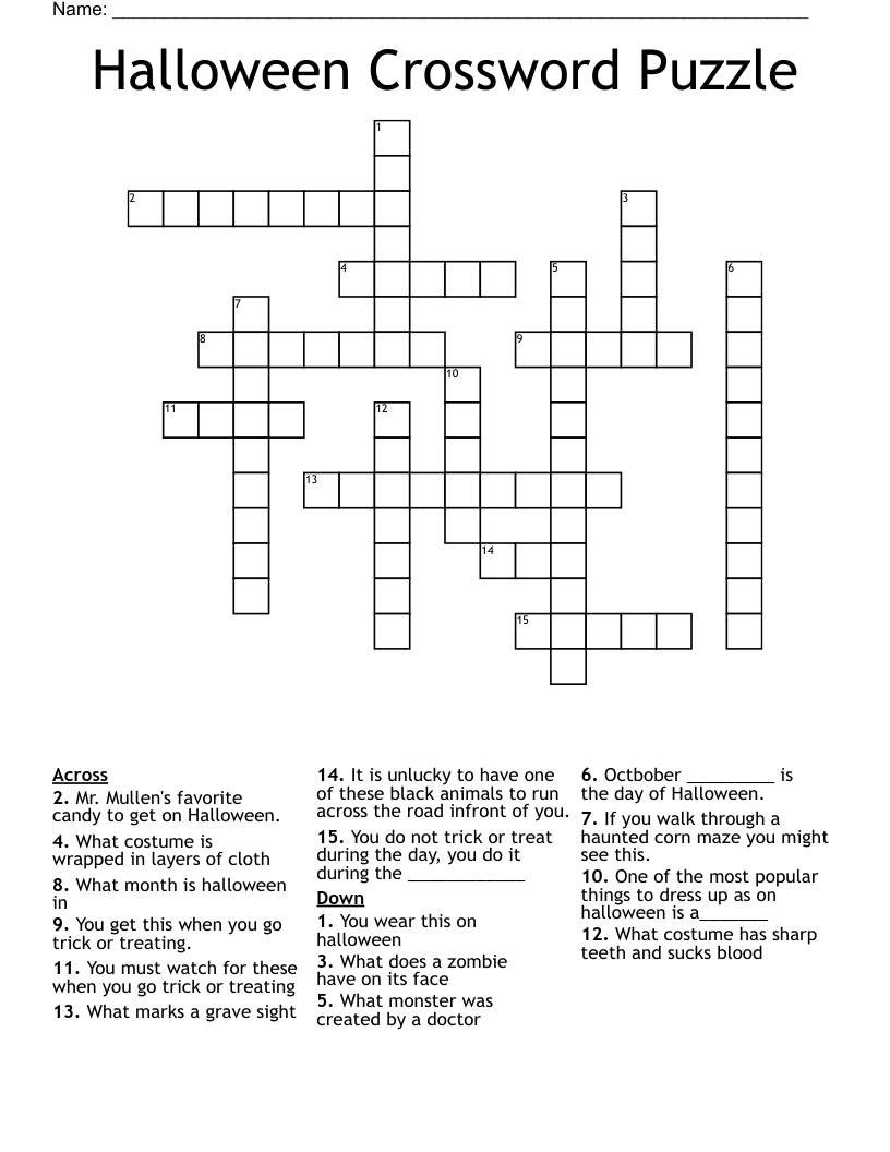 Halloween Crossword Puzzle WordMint