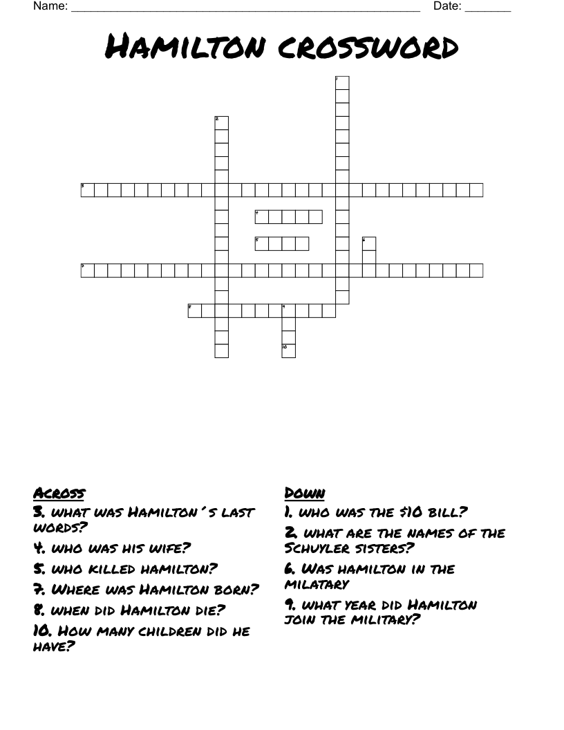 Hamilton Crossword WordMint