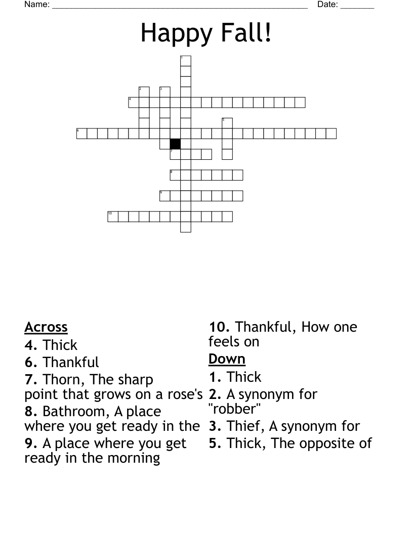 Happy Fall Crossword WordMint