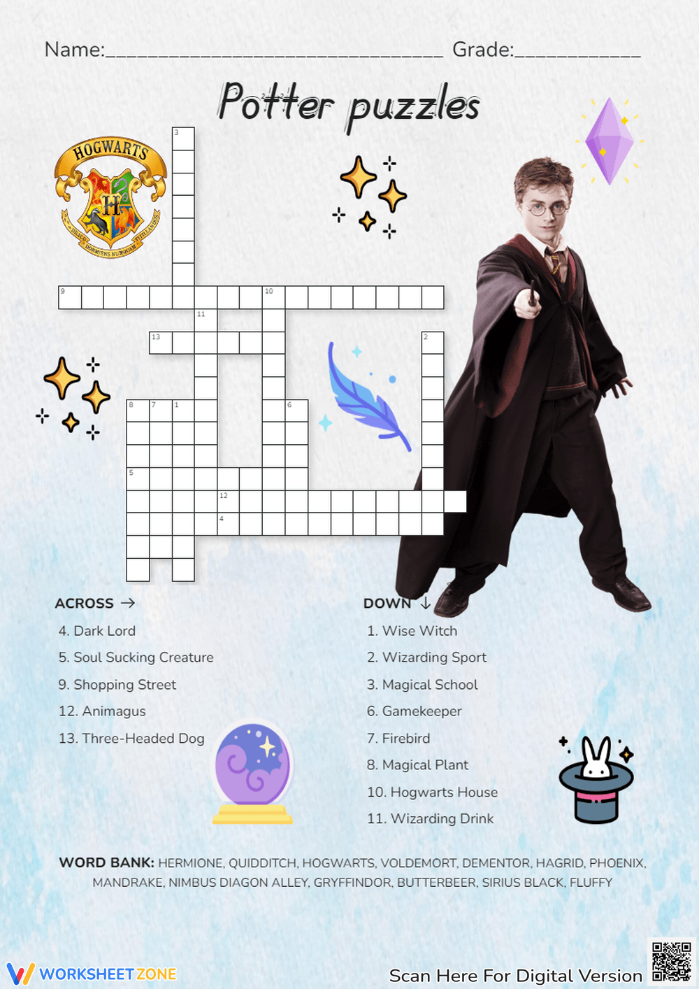 harry potter crossword