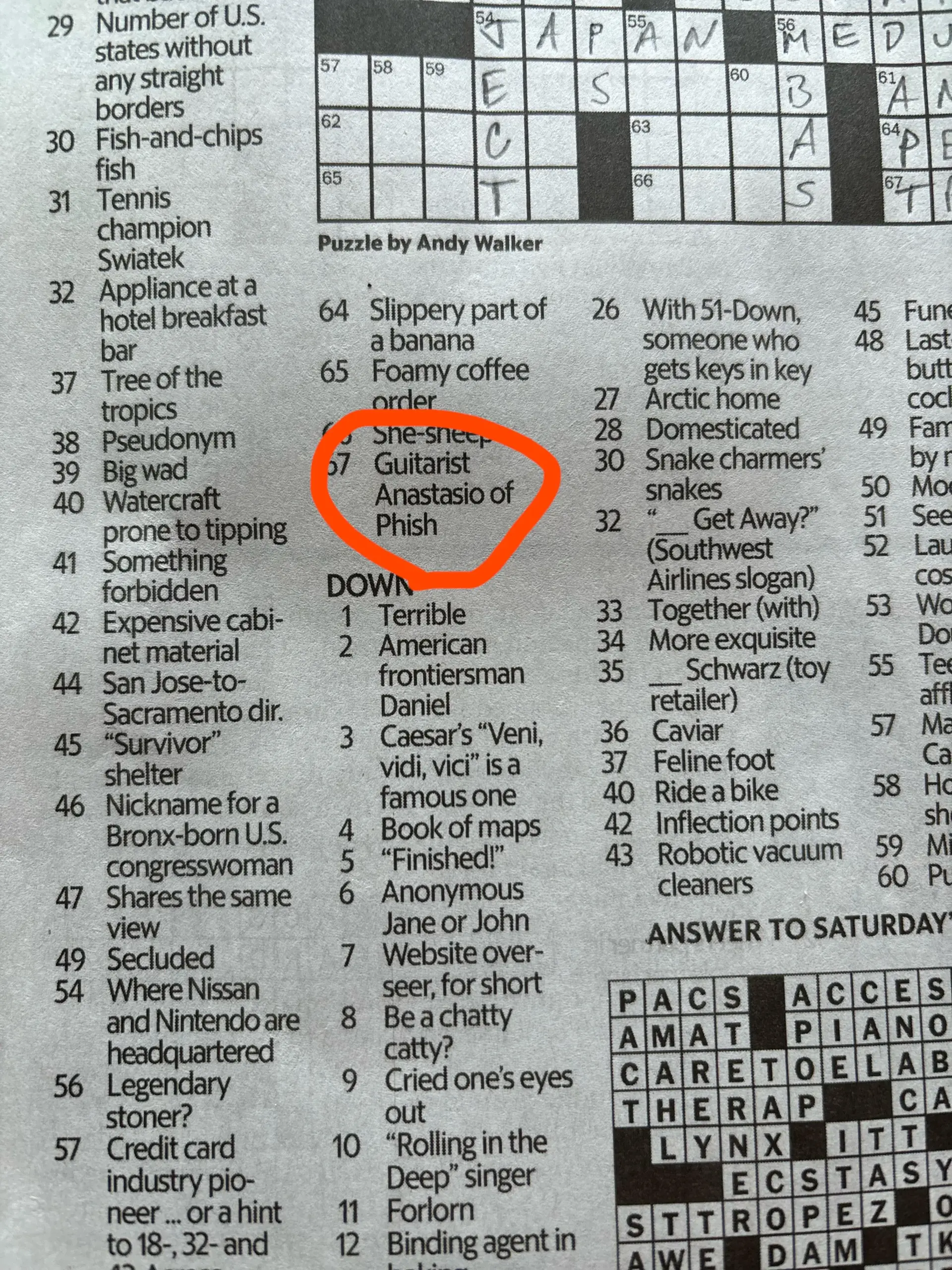 Has Trey Been In The NYT Crossword Puzzle Before R phish