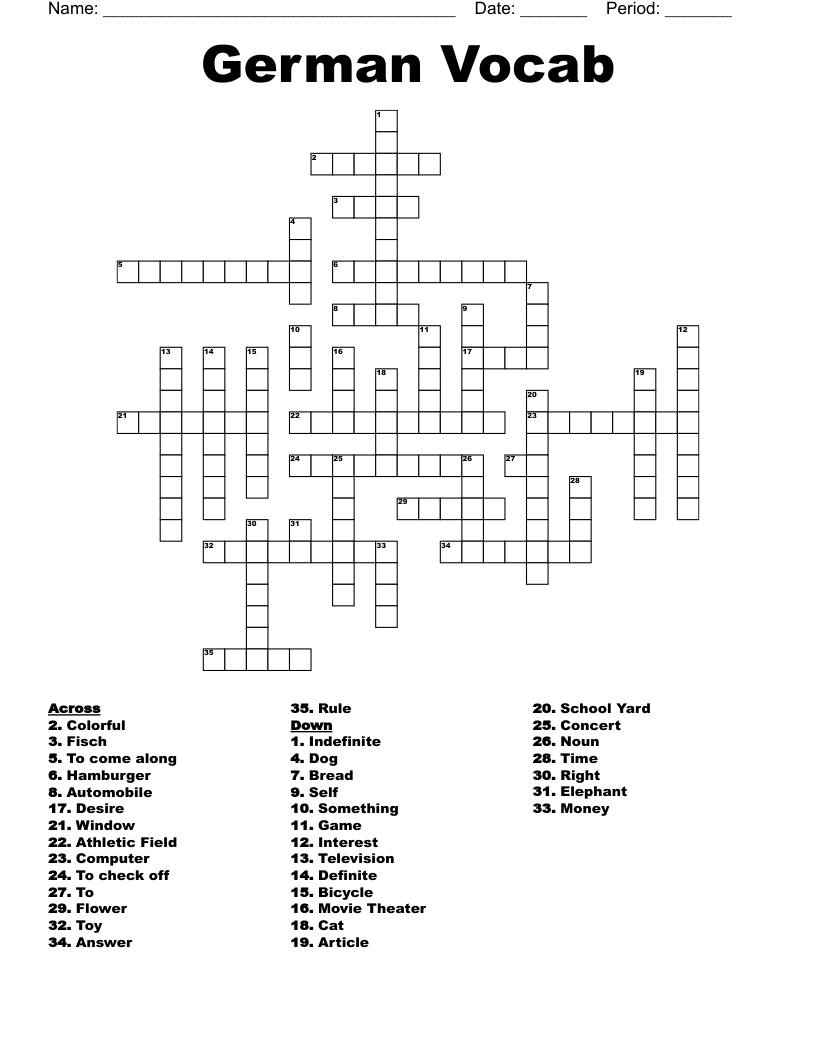 Haustiere Crossword WordMint