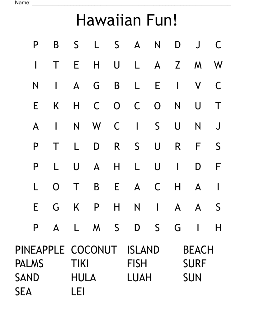 Hawaiian Vocabulary Crossword WordMint