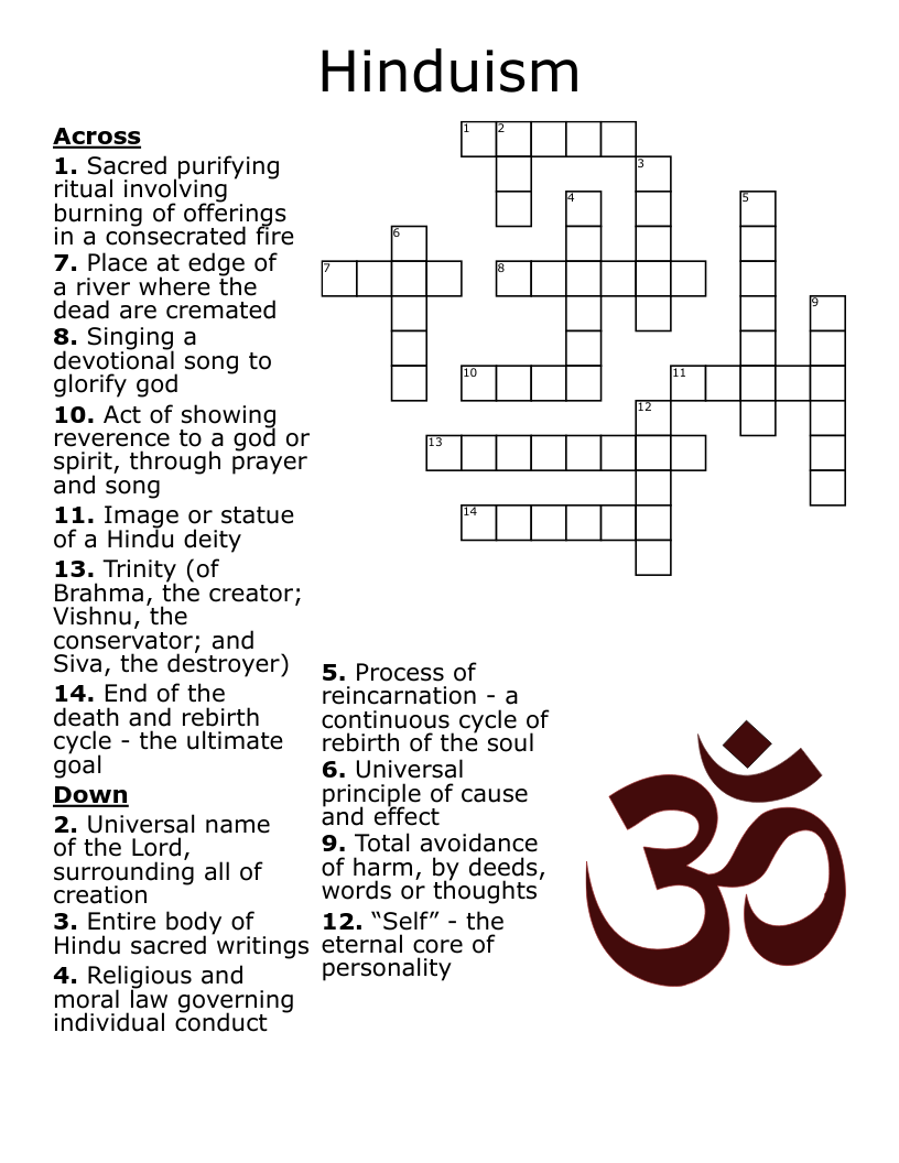 Hinduism Crossword WordMint Hinduism Crossword WordMint