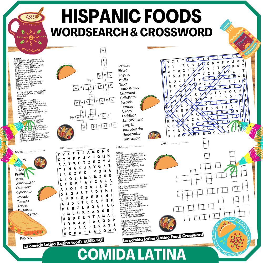 Hispanic Heritage Month La Comida Latina Latino Food Word Search Crossw Made By Teachers Hispanic Heritage Month La Comida Latina Latino Food Word Search Crossw Made By Teachers