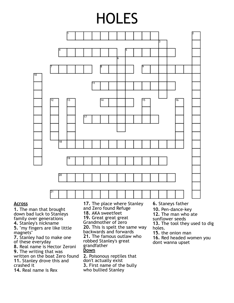 HOLES Crossword WordMint