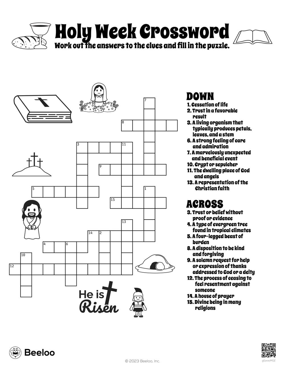 Holy Week Crossword Beeloo Printable Crafts And Activities For Kids