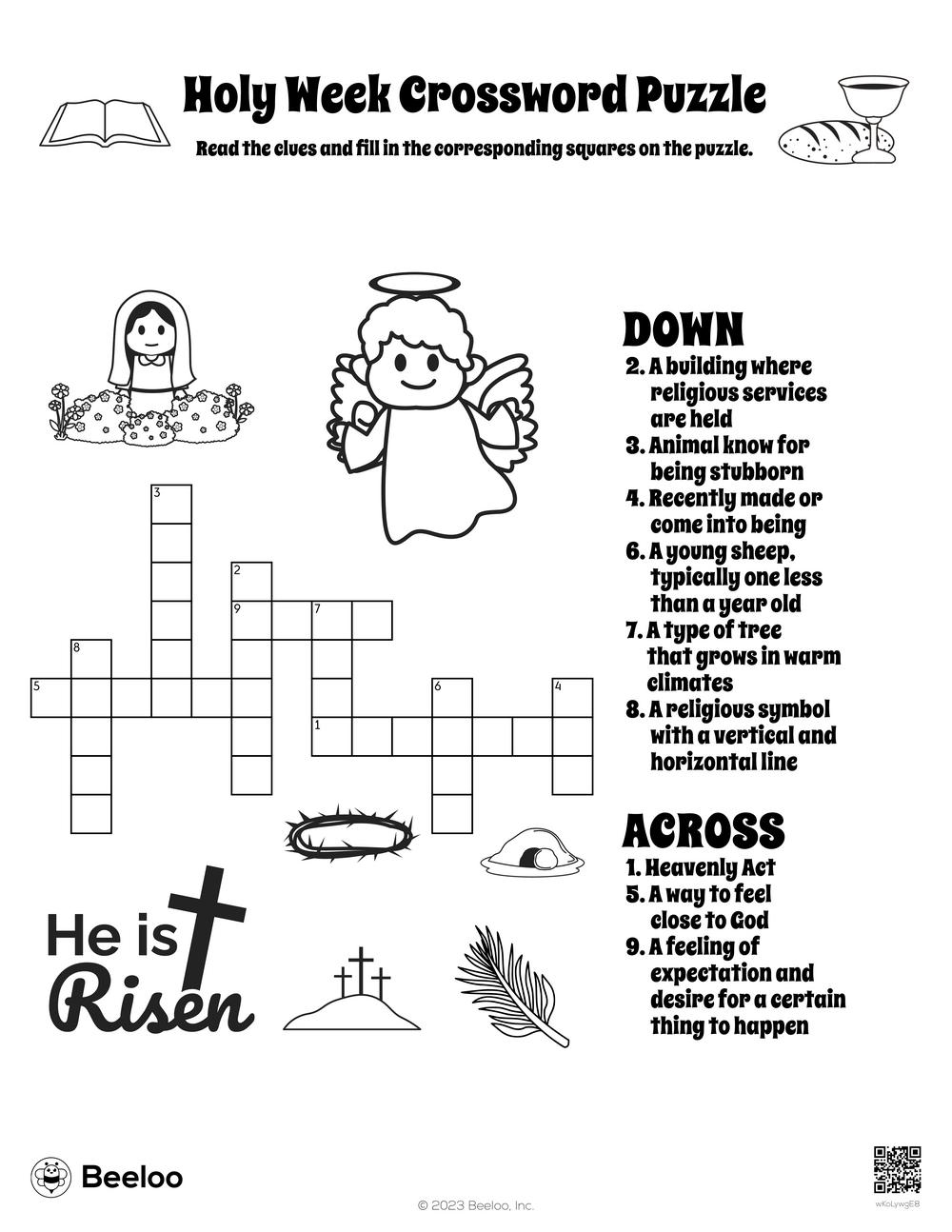 Holy Week Crossword Puzzle Beeloo Printable Crafts And Activities For Kids