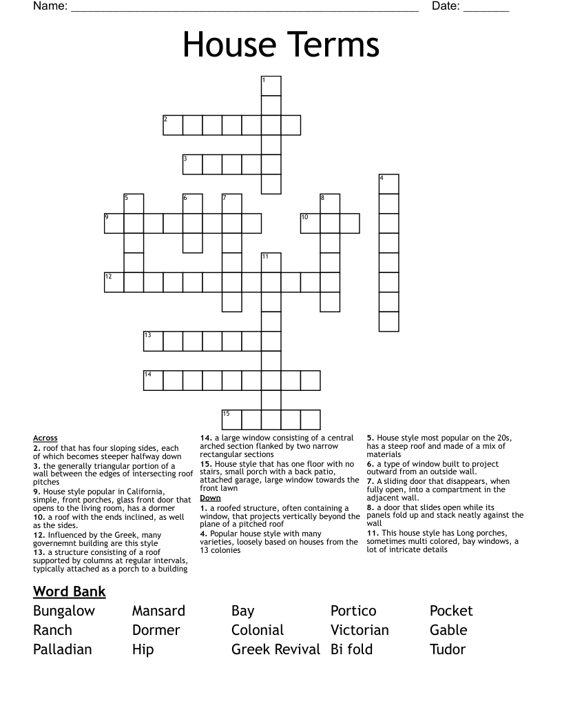 House Terms Crossword WordMint