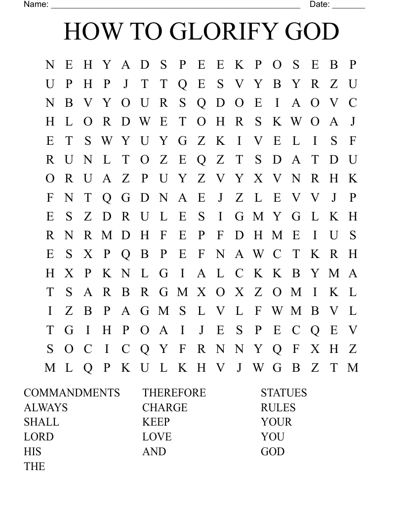 HOW TO GLORIFY GOD Word Search WordMint