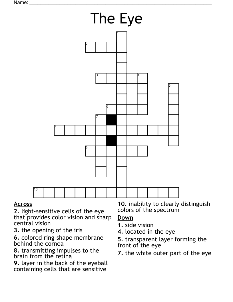 HUMAN EYE Crossword WordMint