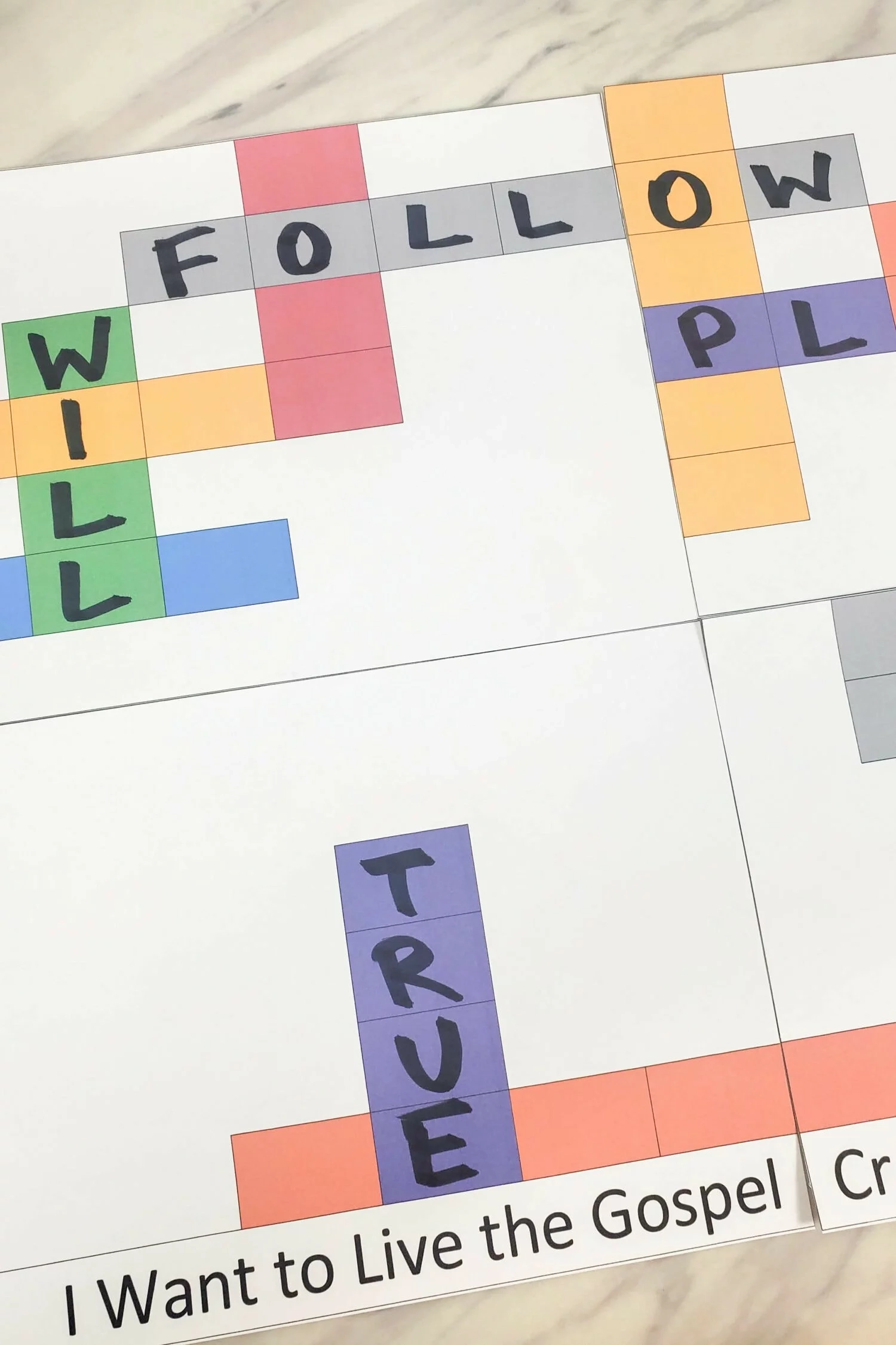 I Want To Live The Gospel Crossword Puzzle Primary Singing