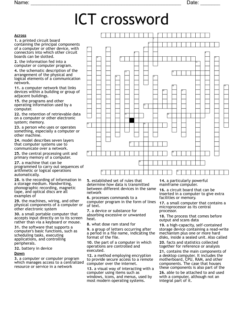 ICT Crossword WordMint ICT Crossword WordMint