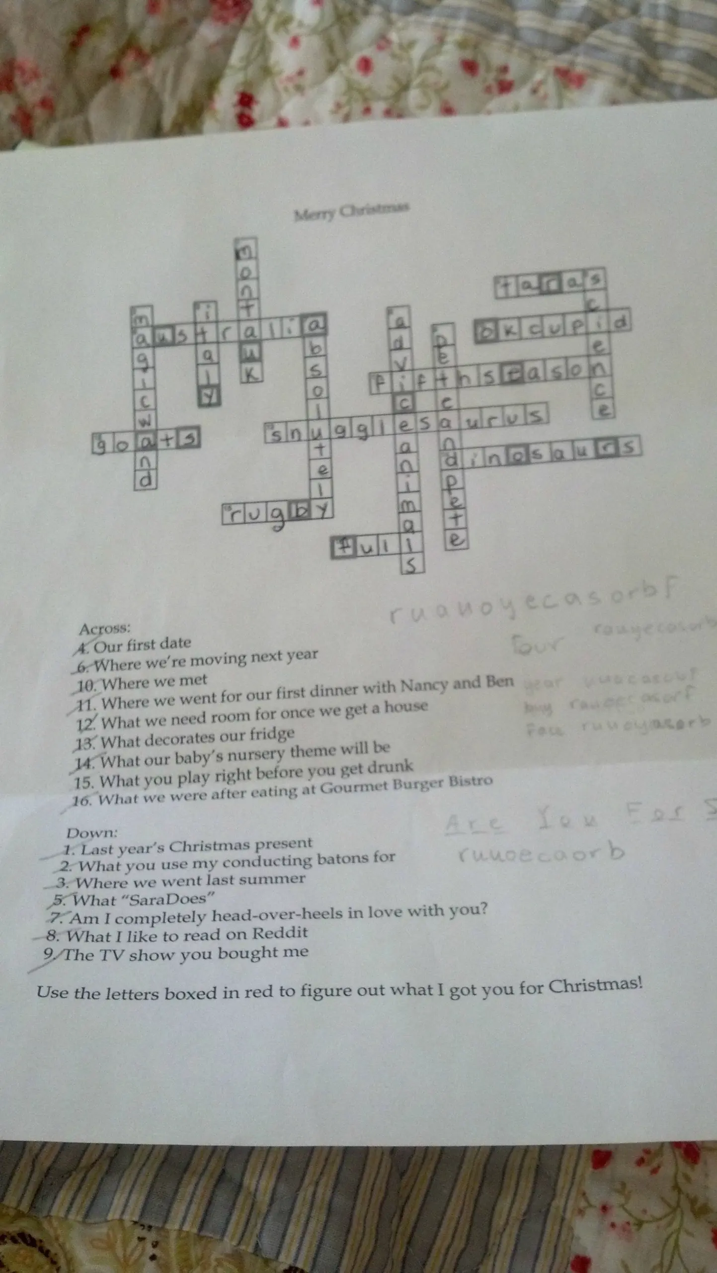 IFF My Boyfriend Made A Sweet And Sappy Crossword Puzzle I Had To Complete To Figure Out My Christmas Present R TwoXChromosomes