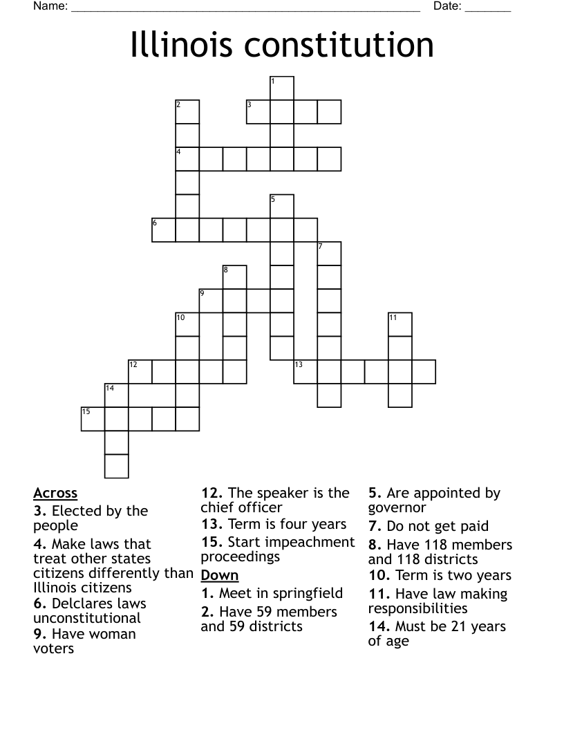Illinois Constitution Crossword WordMint
