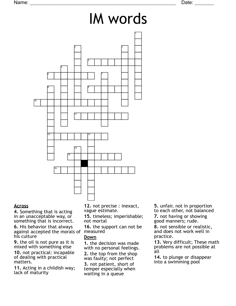 IM Words Crossword WordMint