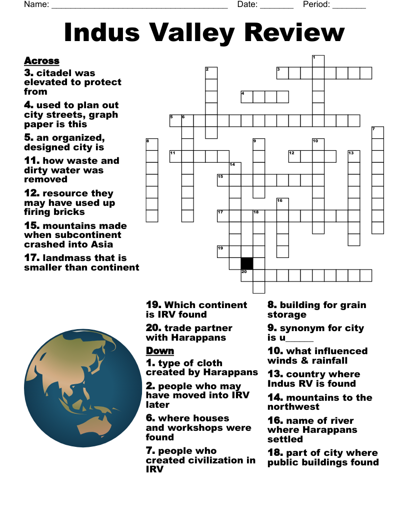 Indus Valley Review Crossword WordMint Indus Valley Review Crossword WordMint