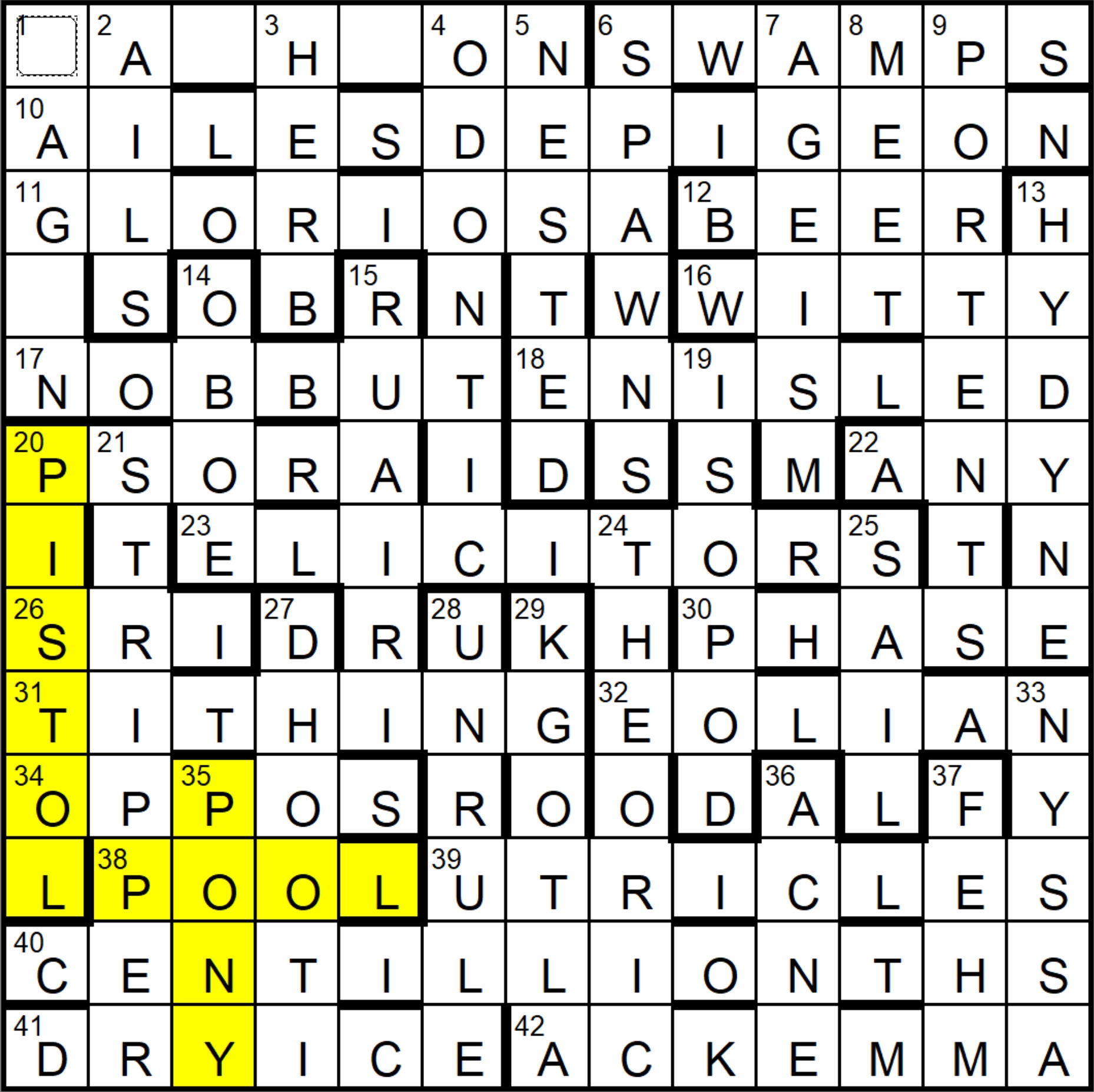 oodles crossword puzzle clue