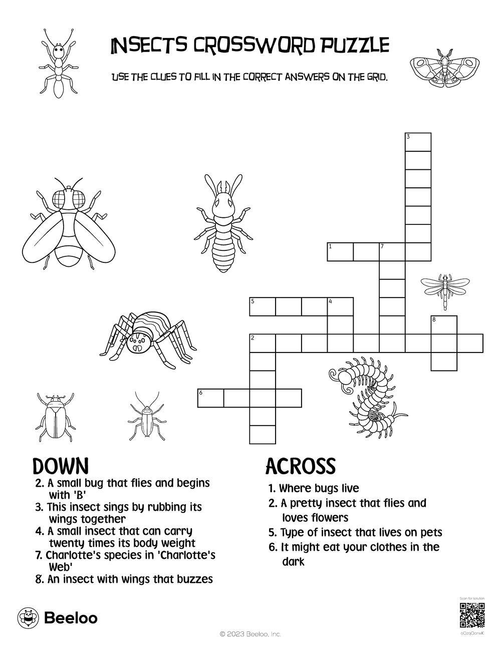 Insects Crossword Puzzle Beeloo Printable Crafts And Activities For Kids Insects Crossword Puzzle Beeloo Printable Crafts And Activities For Kids