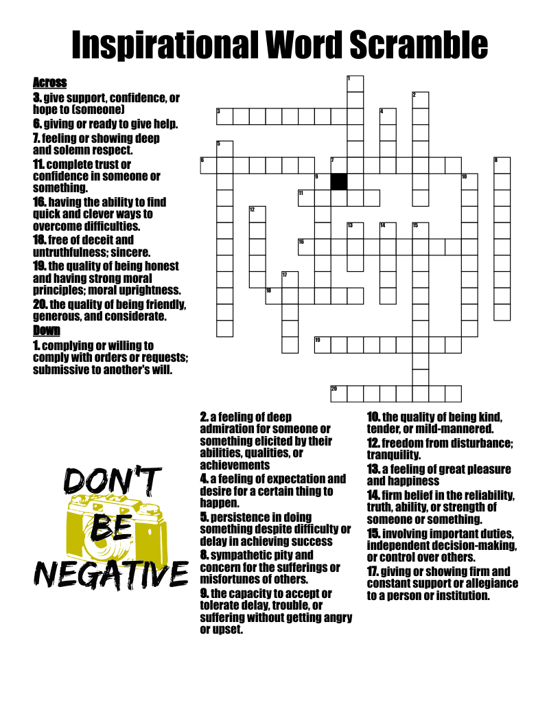 Inspirational Word Scramble Crossword WordMint