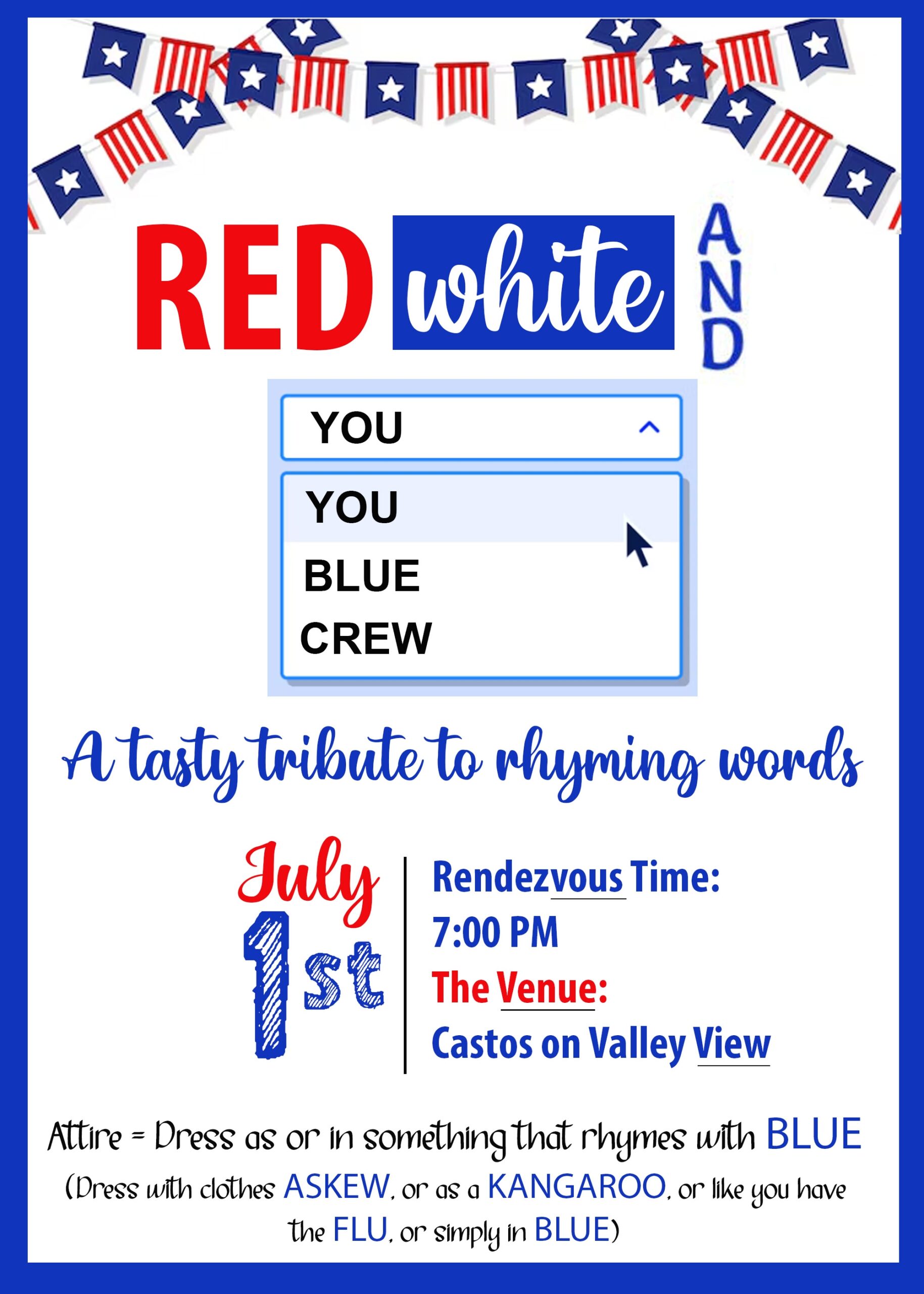 Invite And Delight Red White You A Tasty Tribute To Rhyming Words