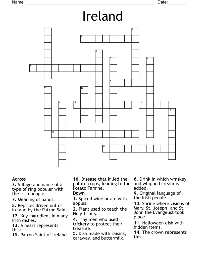 Ireland Crossword WordMint