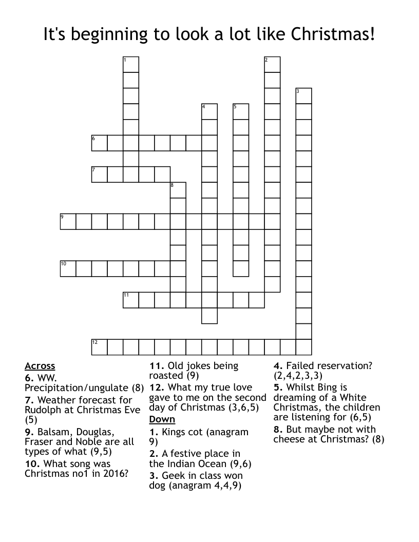 It s Beginning To Look A Lot Like Christmas Crossword WordMint
