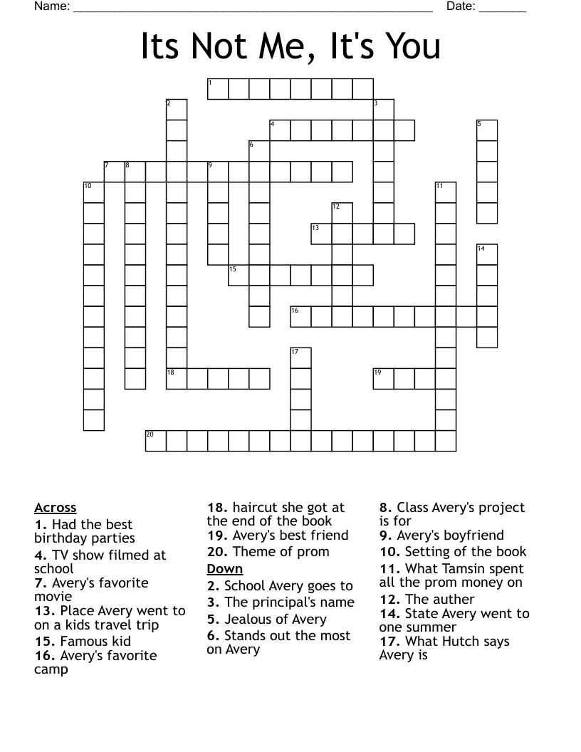 Its Not Me It s You Crossword WordMint