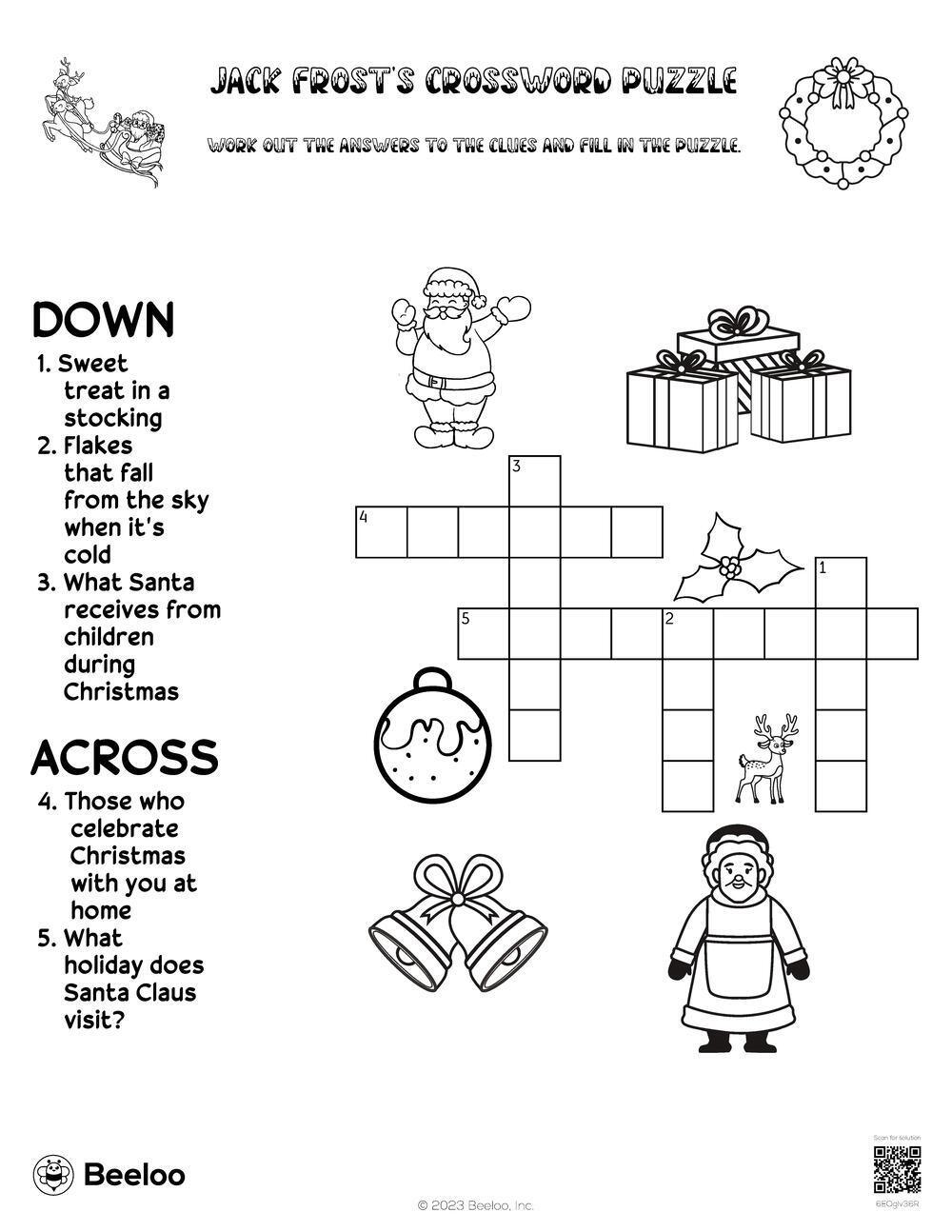 Jack Frost s Crossword Puzzle Beeloo Printable Crafts And Activities For Kids