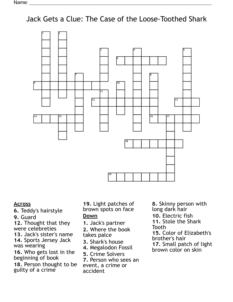 Jack Gets A Clue The Case Of The Loose Toothed Shark Crossword WordMint