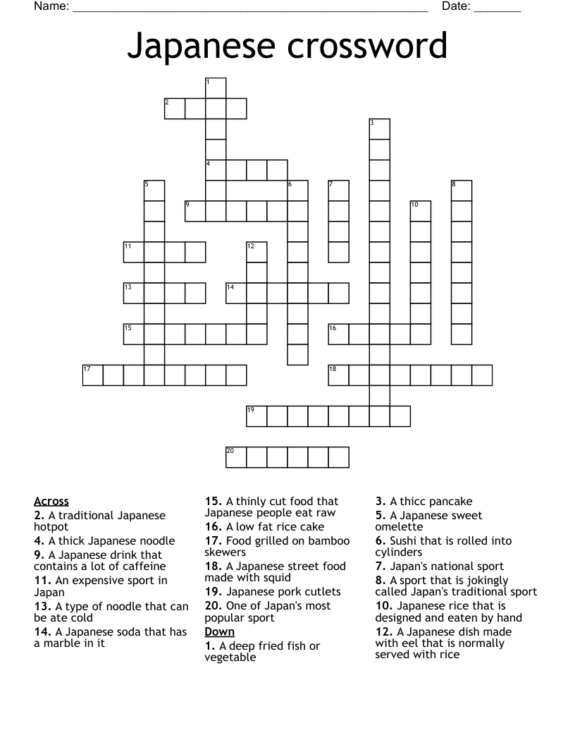 japanese noodle crossword