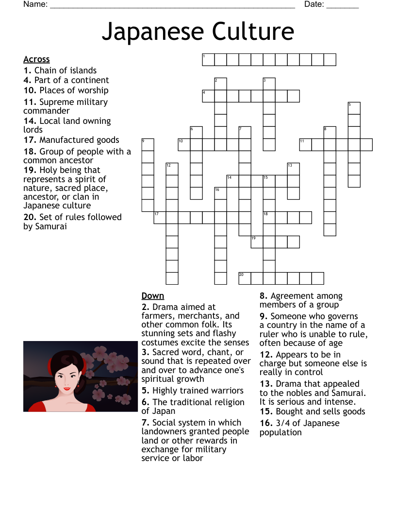 Japanese Culture Crossword WordMint Japanese Culture Crossword WordMint