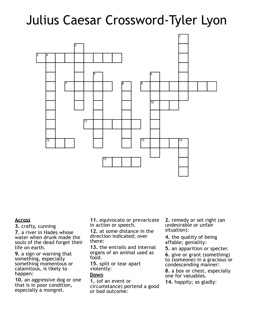 Julius Caesar Crossword Tyler Lyon WordMint