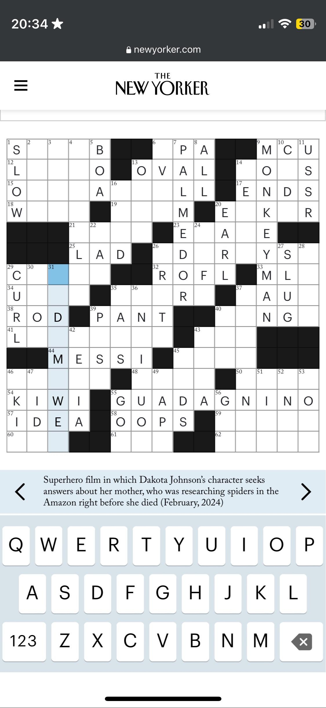 Just A Silly Little Crossword Hint R YMS