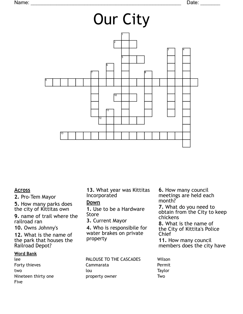 Kansas City Chiefs Crossword WordMint Kansas City Chiefs Crossword WordMint