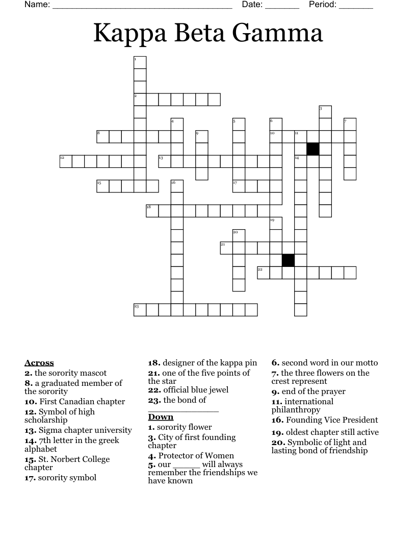 Kappa Beta Gamma Crossword WordMint Kappa Beta Gamma Crossword WordMint