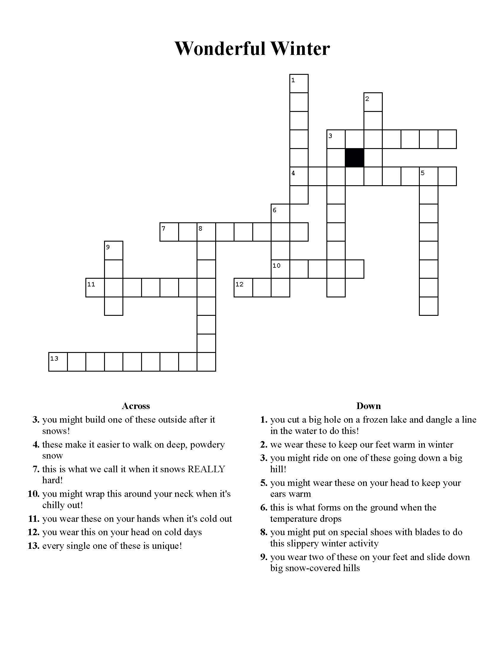 Kids Crossword 6 Ann Arbor District Library Kids Crossword 6 Ann Arbor District Library