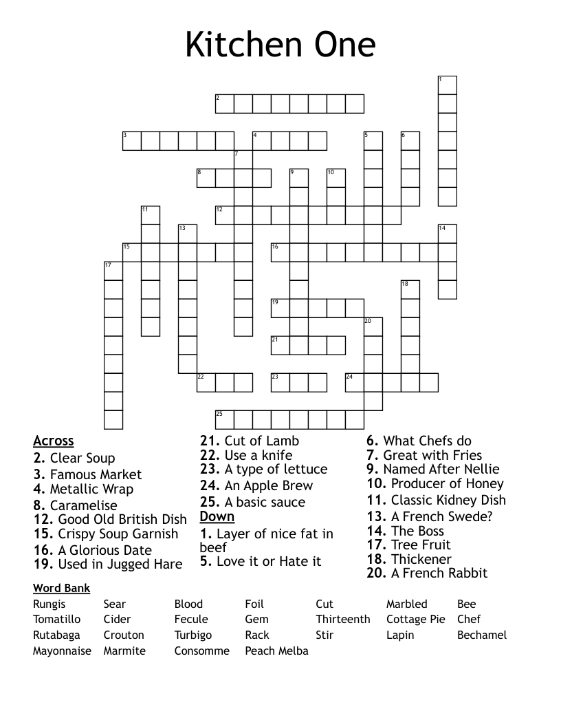 Kitchen One Crossword WordMint
